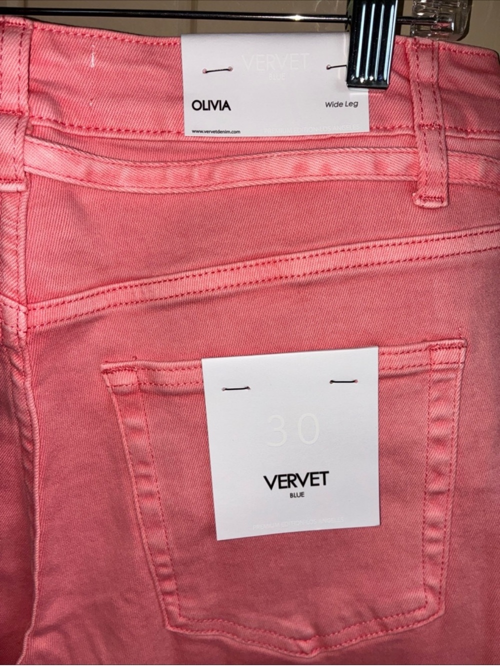 Vervet by Flying Monkey Pink Wide Leg High Rise Cropped Jeans NWT - Picture 3 of 7